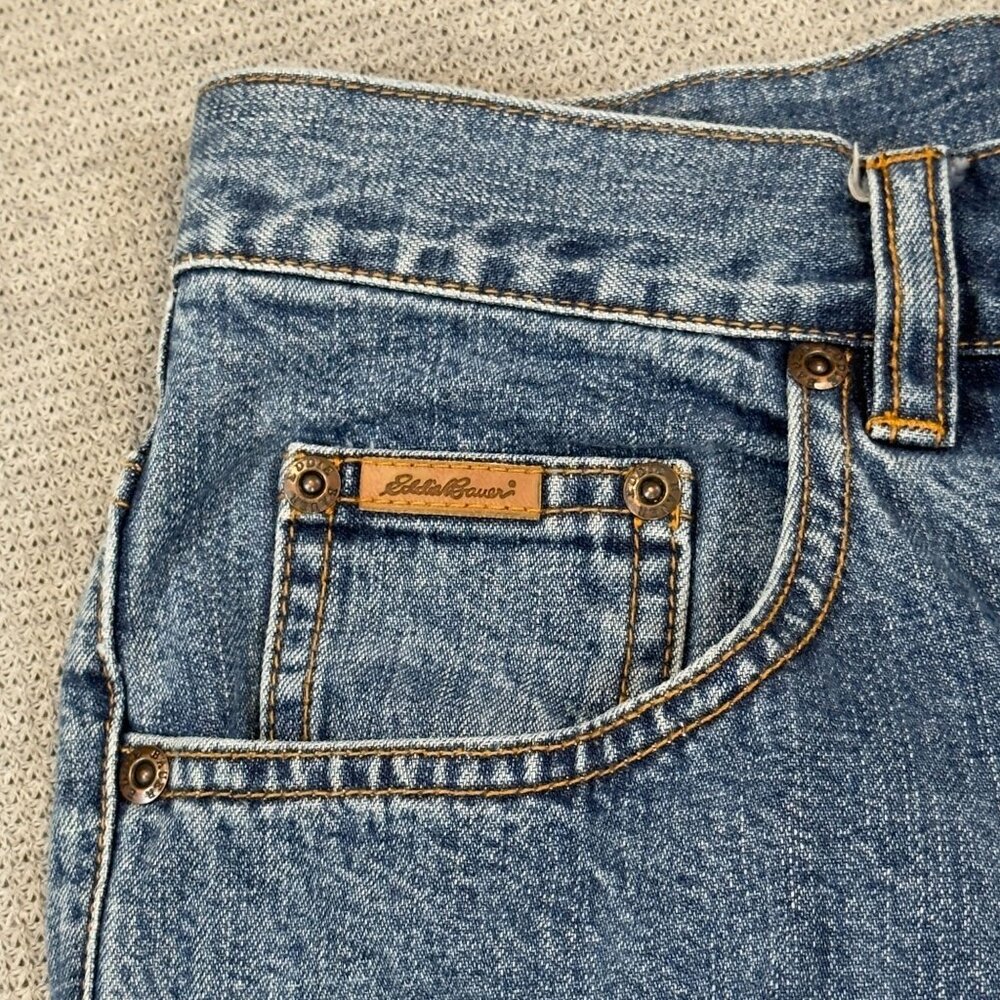 Eddie Bauer Cropped Jeans Womens Petite 12 Relaxed Fit Blue Denim 100% Cotton - Picture 5 of 14